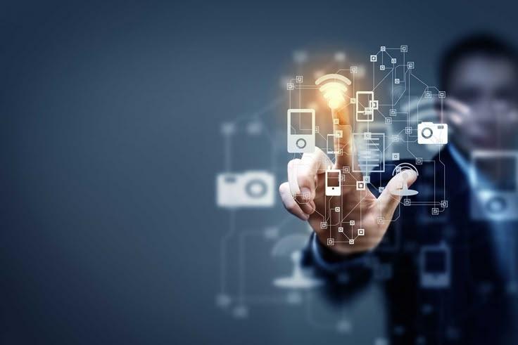 Mobile app project planning workspace with devices and development tools